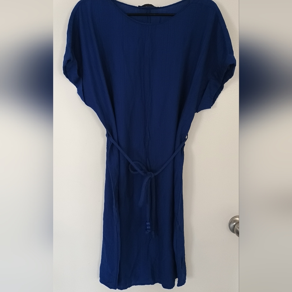 Brazilian Casual Chic Royal Blue Dress With Belt